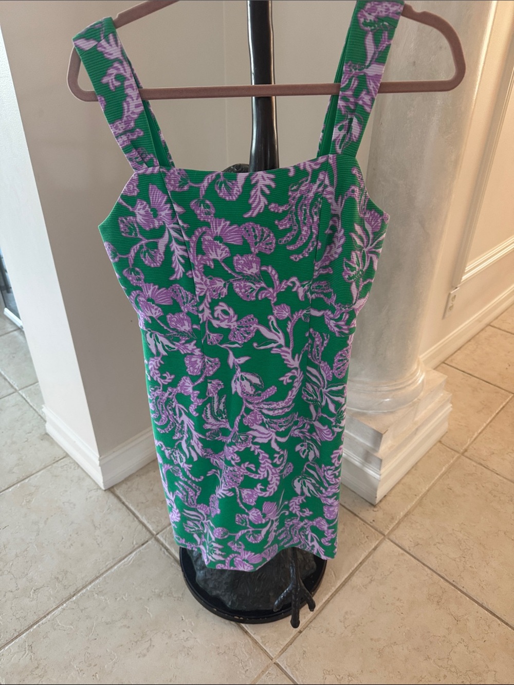Lilly Pulitzer Green & Lavender Floral Square-Neck Camisole Dress